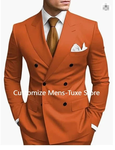 High Quality Brown Men's Suits Double Breasted Bespoke GlowCart