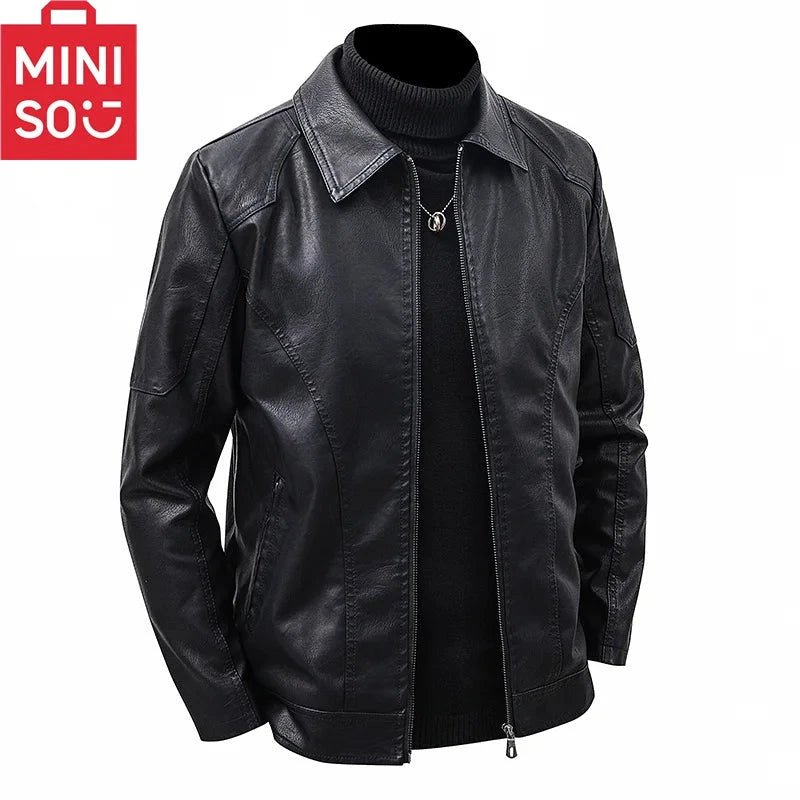 Spring and Autumn Soft Leather Jacket Men's Top Handsome GlowCart