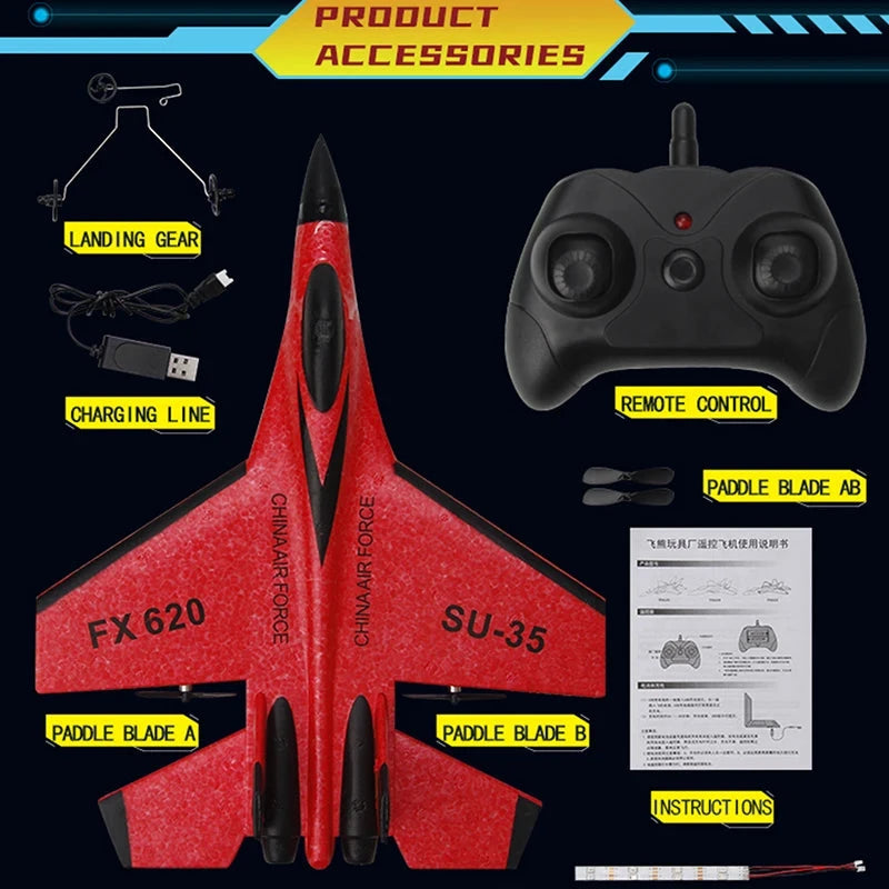RC Foam Aircraft SU-35 Plane 2.4G Radio Control Glider GlowCart