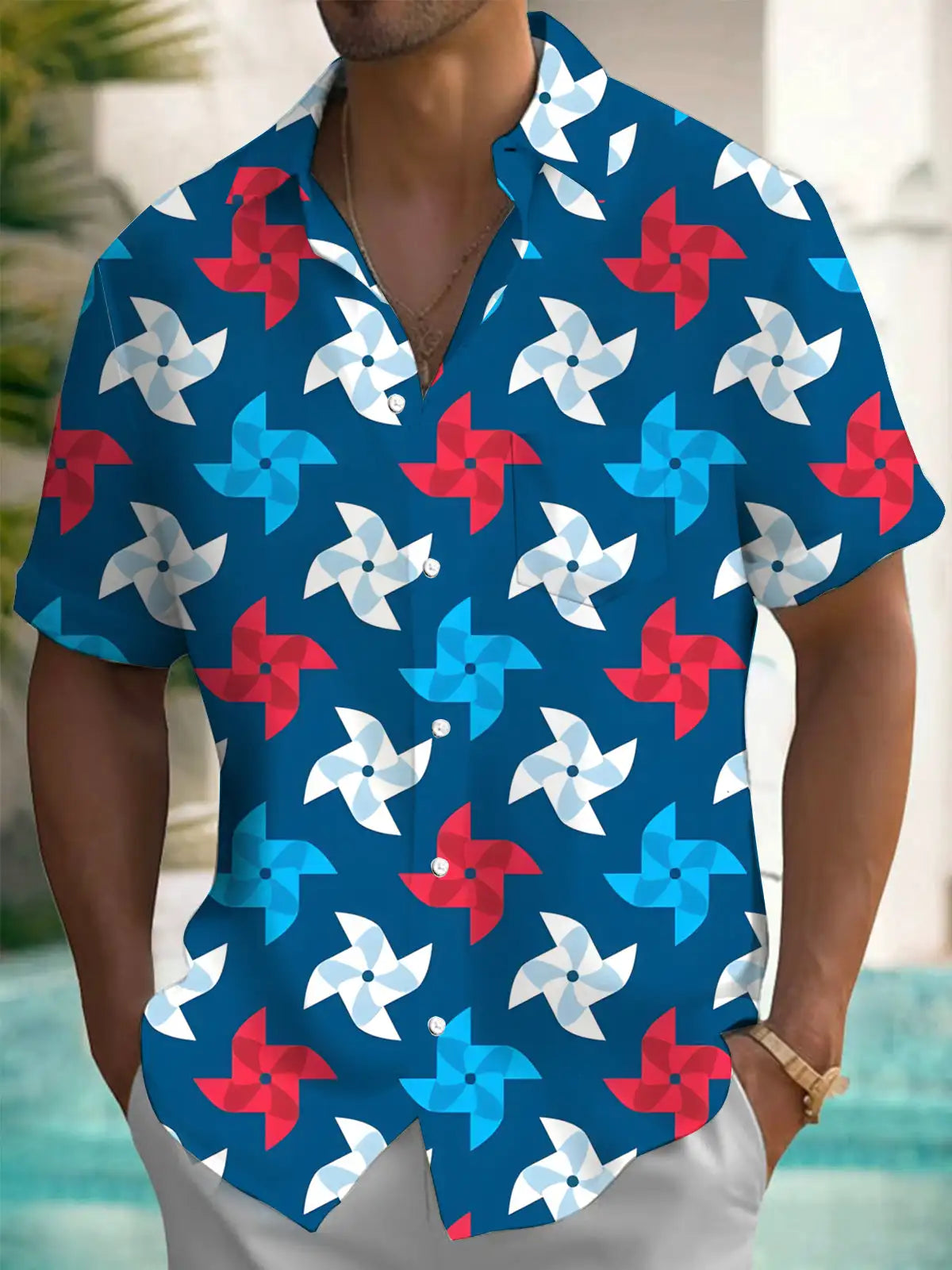 New Hawaii Spring/Summer Fashion Leisure Street Walk Tourist Beach Printed Full Open Short Sleeve Button Shirt, Quick Shipping GlowCart