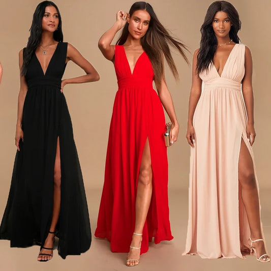 Sexy backless maxi summer dress women mesh long bodycon red Christmas party dress bridesmaid evening dresses GlowCart