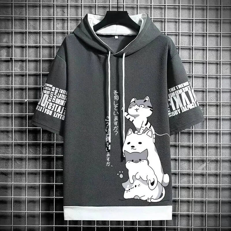 Japan Fashion Men's Hoodies Summer Men Clothing Cartoon GlowCart