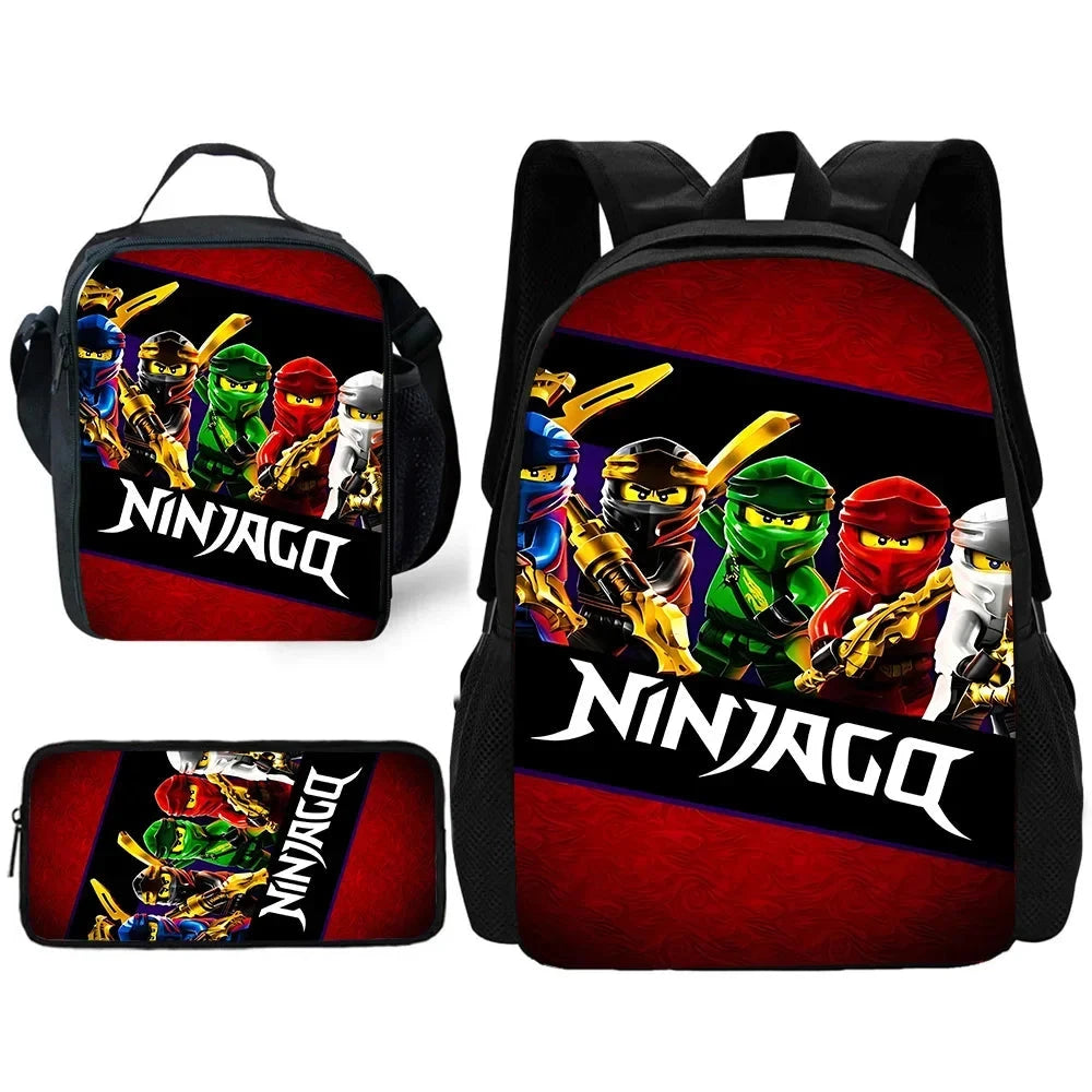 Child School Sports Game N-NinjagoS Backpack with Lunch Bags ,Pencil Bags ,School Bags for Boys Girls Best Gift GlowCart