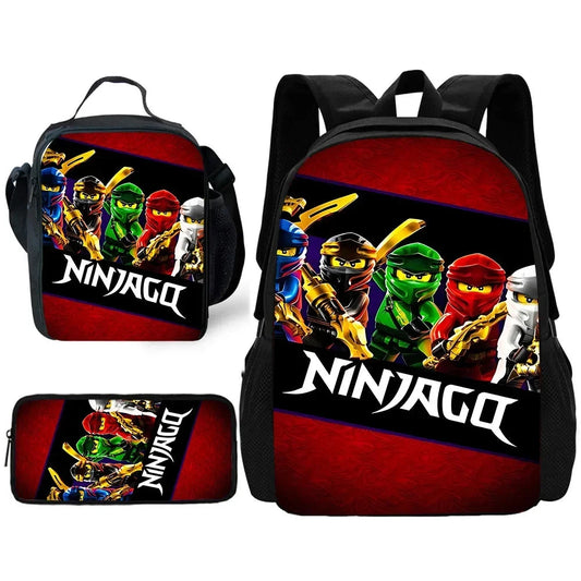 Child School Sports Game N-NinjagoS Backpack with Lunch Bags ,Pencil Bags ,School Bags for Boys Girls Best Gift GlowCart