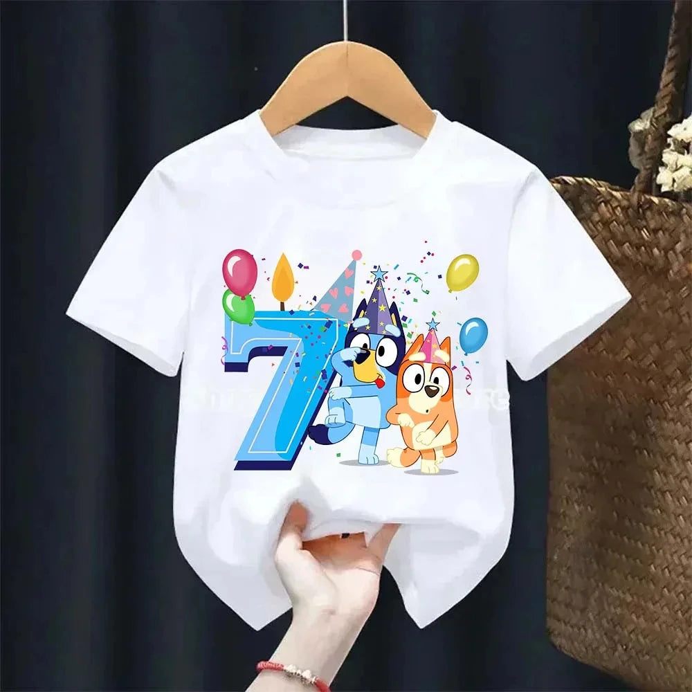 Boys Girl Summer Short Sleeve Children T-shirt Cartoon Birthday Digital Print Breathable Baby Tee Tops Y2k Kawaii Kids Clothing GlowCart