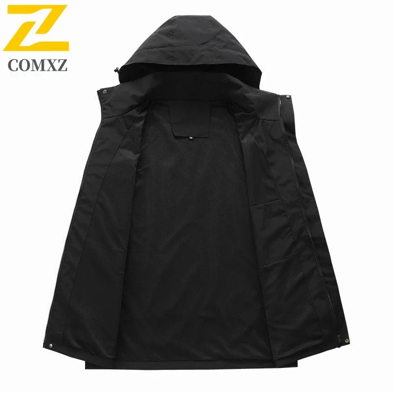 Men's Hiking Waterproof Jacket Large Size Thin Detachable GlowCart