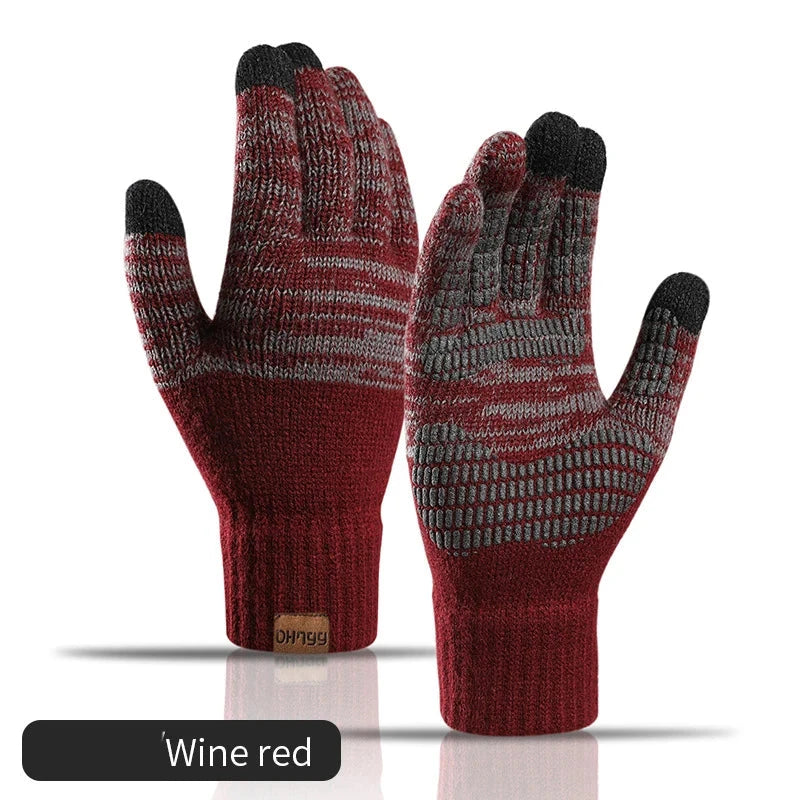 Winter Gloves for Men Knitted Large Size Warm Gloves Cycling Male Office Fleece Non-slip Touch Screen Acrylic Soft Thick Gloves GlowCart