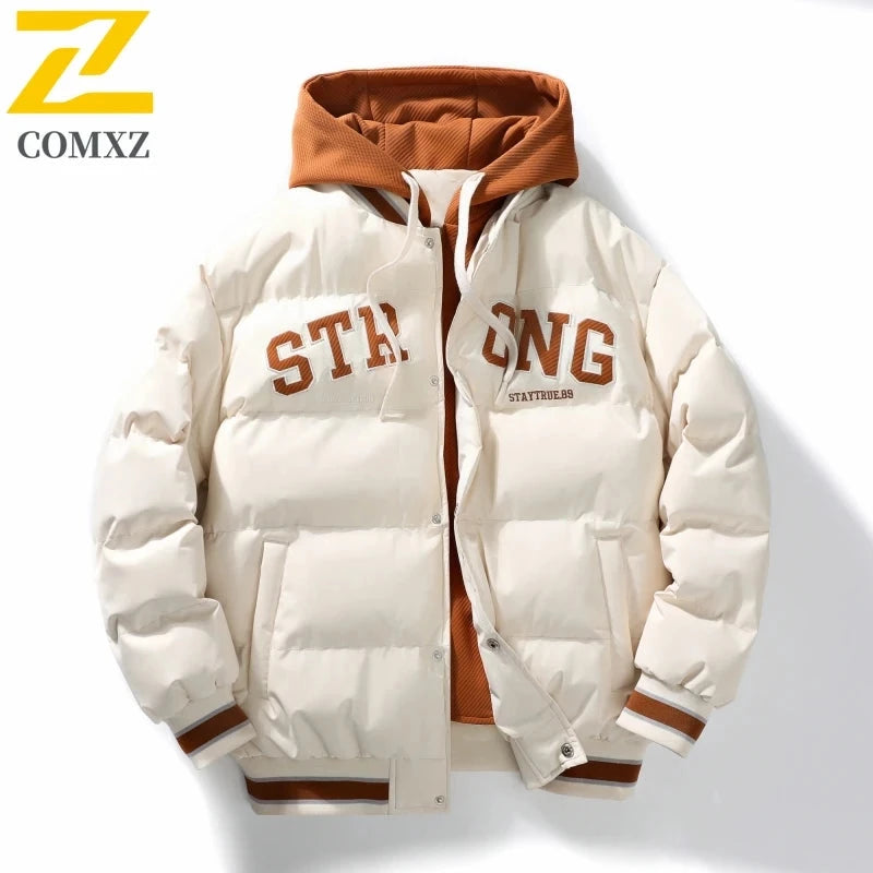 Men Down Cotton Jacket Autumn Winter New Fashion Color Block GlowCart