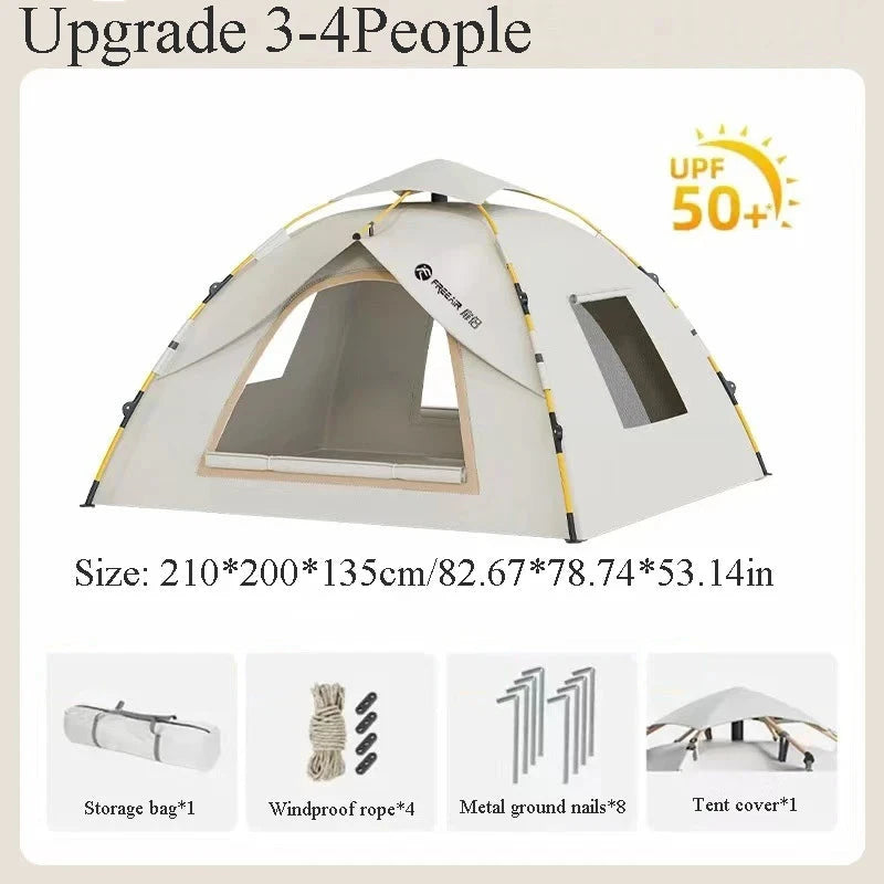 3-4 Double Automatic Pop-Up Tent with Fiberglass Poles GlowCart