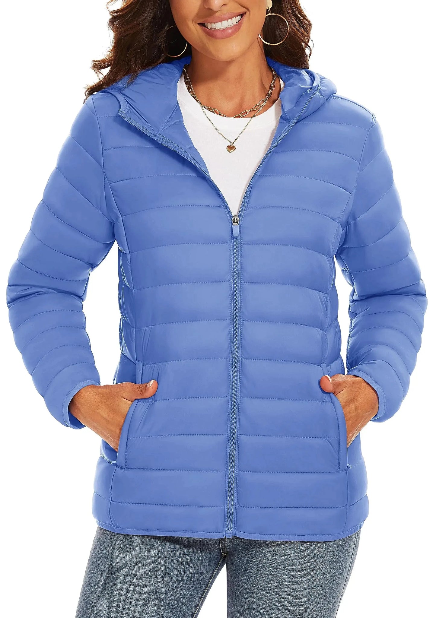 TACVASEN Full Zip Up Hooded Puffer Jacket Womens Winter GlowCart