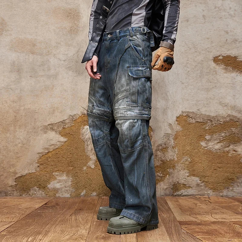 American-Style Multi-Pocket Jeans Men's Retro Nostalgic GlowCart