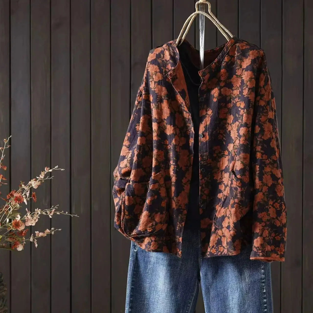 Retro Women Shirt 2025 Autumn New Casual O-Neck Button GlowCart