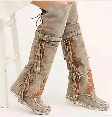Fashion Bohemia Knee-length Women Boots Ethnic Personality GlowCart
