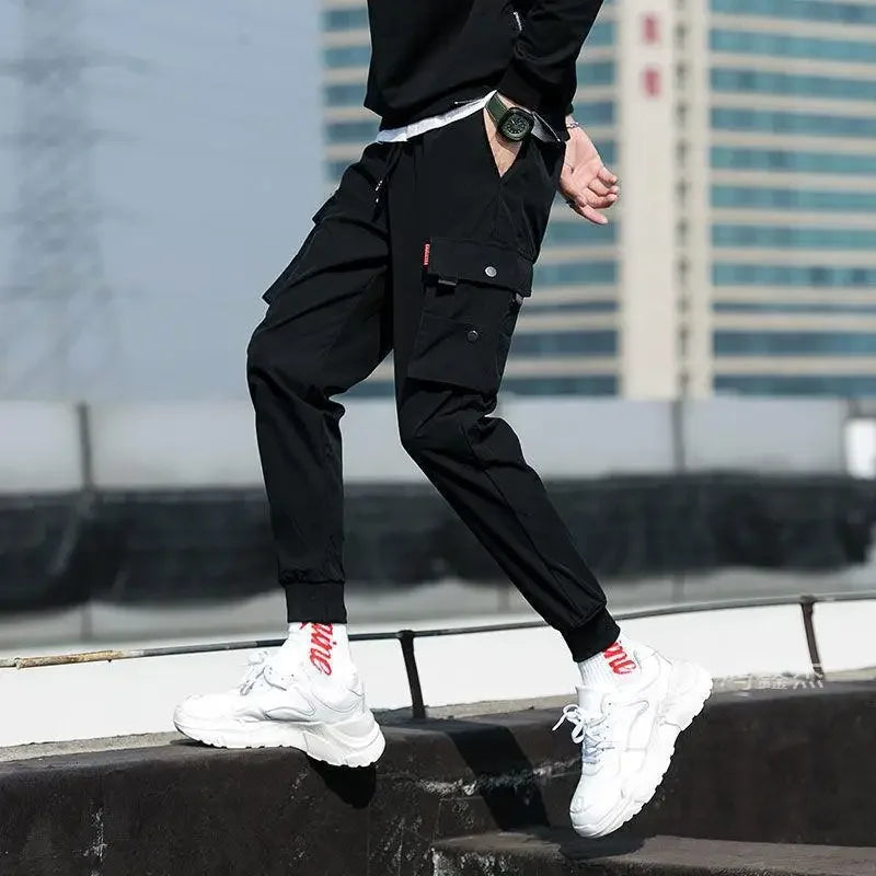 Running Classic Streetwear Casual Men Ribbons Harem Jogging Pants Male Slim Fit autumn Cargo Pants Multi-Pockets male Trousers GlowCart