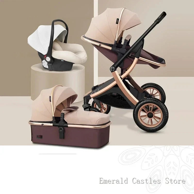 Baby stroller 3 in 1 High Landscape Stroller Reclining Baby Carriage with car seat Foldable Stroller Bassinet Puchair Newborn GlowCart