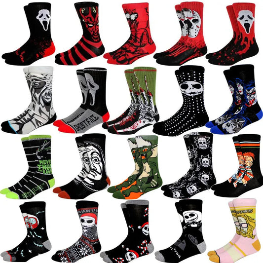 New Anime Funny Socks Long Men's Socks Cosplay Hip Hop Novelty HALLOWEE Crazy Soken Skateboard Socks horrible Women's Socks GlowCart