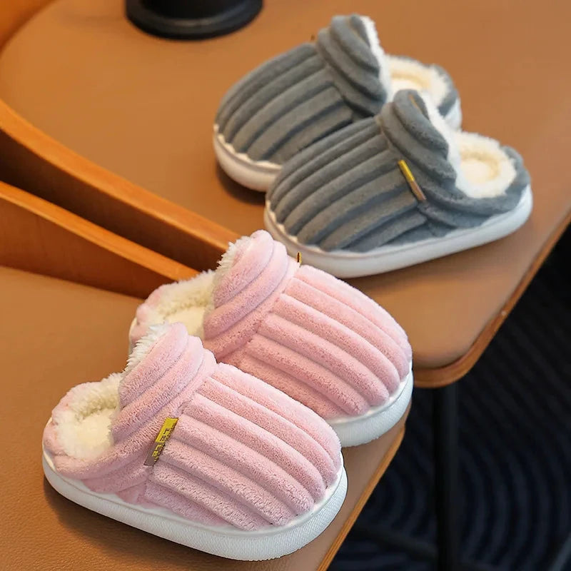 Smile Pop Winter Children's Cotton Slippers For Boys And Girls Non-slip Warm Slippers Children's Plush Home Baby Cotton Slippers GlowCart