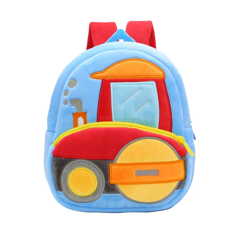 2-4 years old kids engineering backpack cartoon excavator backpack plush kids small school bag toy backpack GlowCart