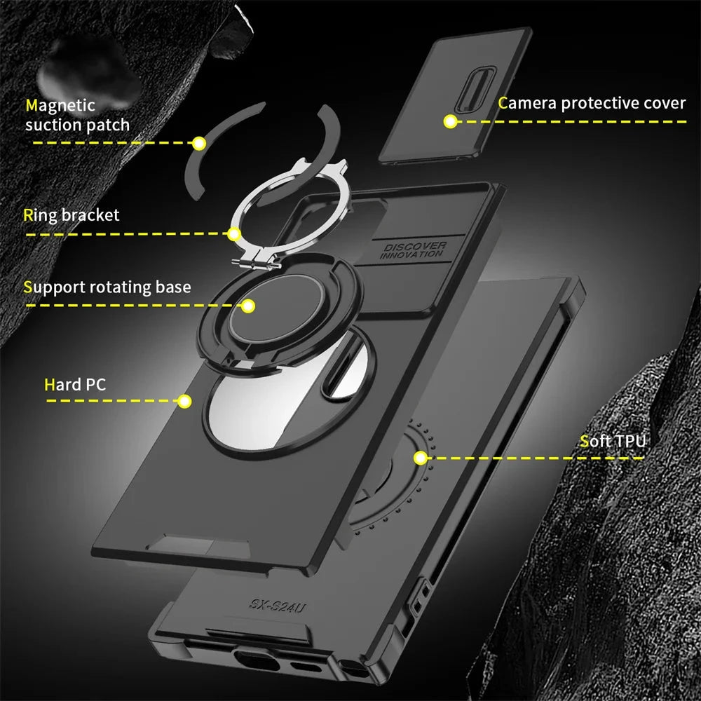 Slide Camera Protection Magnetic Stand Phone Case for GlowCart