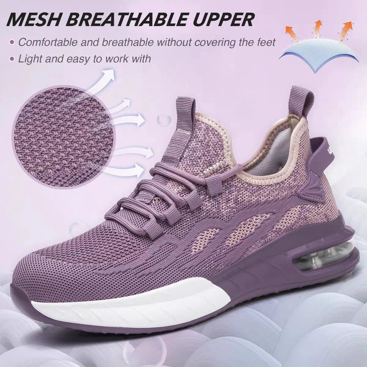 Women Safety Shoes For Work Safety Boots Breathable Steel Toe Puncture Proof Sport Work Sneakers Construction Security Boots GlowCart