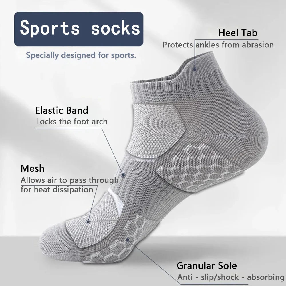 5pcs Men's Short Sports Socks Summer For Running Breathable Casual Soft Comfortable Polyester Sports Socks Thin GlowCart