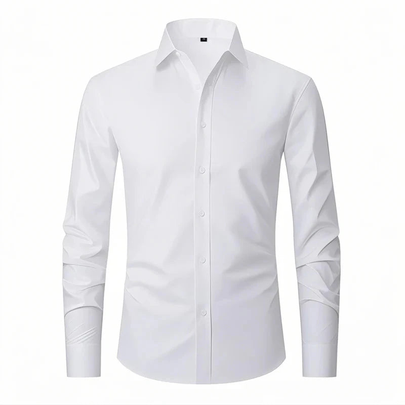 US EU Size XXL Mens Business Shirt Long Sleeve Solid Color GlowCart