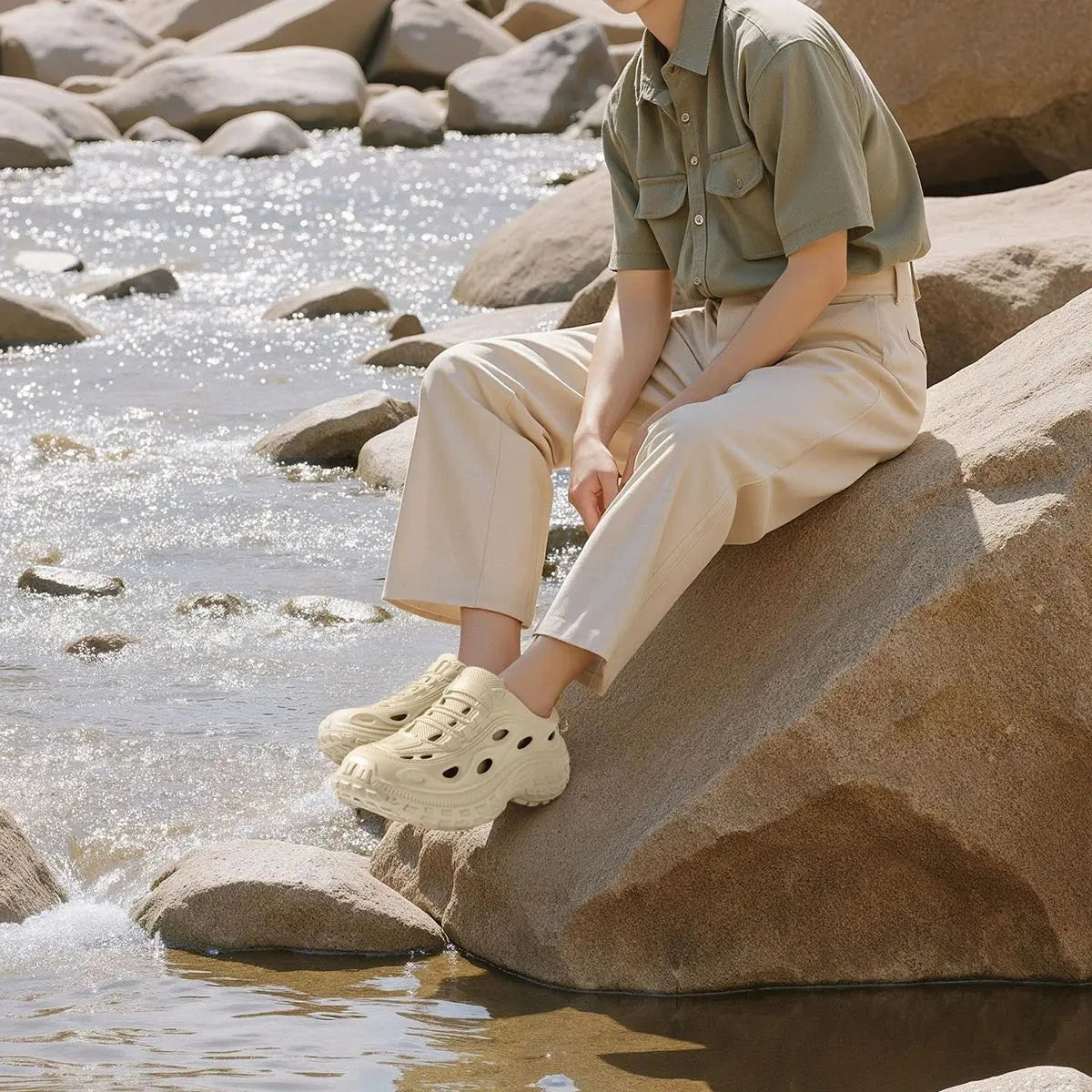 Men's Summer Clogs, Beach Shoes, Non-Slip, Anti-Odor, Baotou GlowCart