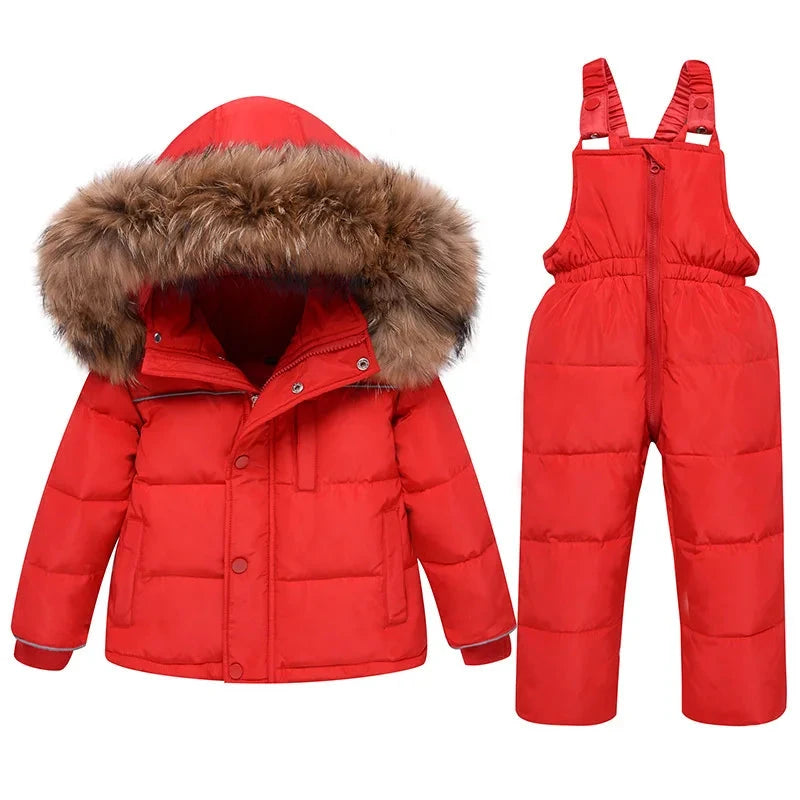 2025 Winter Baby Girl Down Jacket Thick Warm Children Girl Overalls Hooded Girl Jacket Coat Jumpsuit Suit 1-5 Years Kid Snowsuit GlowCart