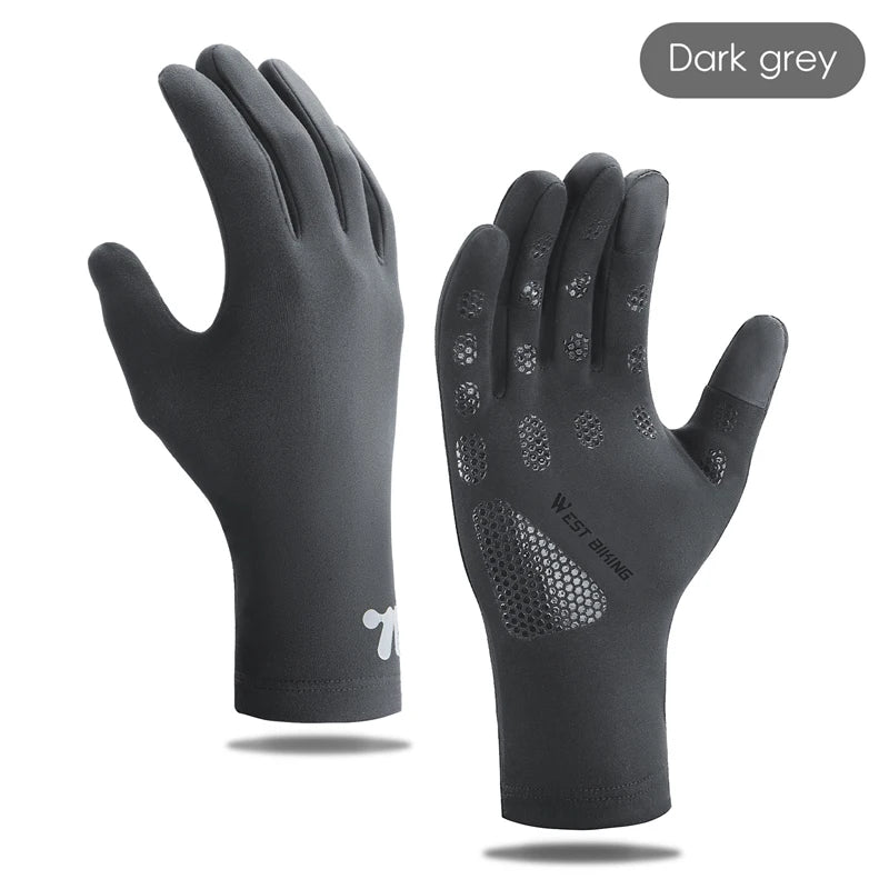 WEST BIKING Thermal Cycling Gloves Winter Fleece Windproof Bike Gloves Touch Screen Full Finger Gloves Outdoor Cycling Equipment GlowCart