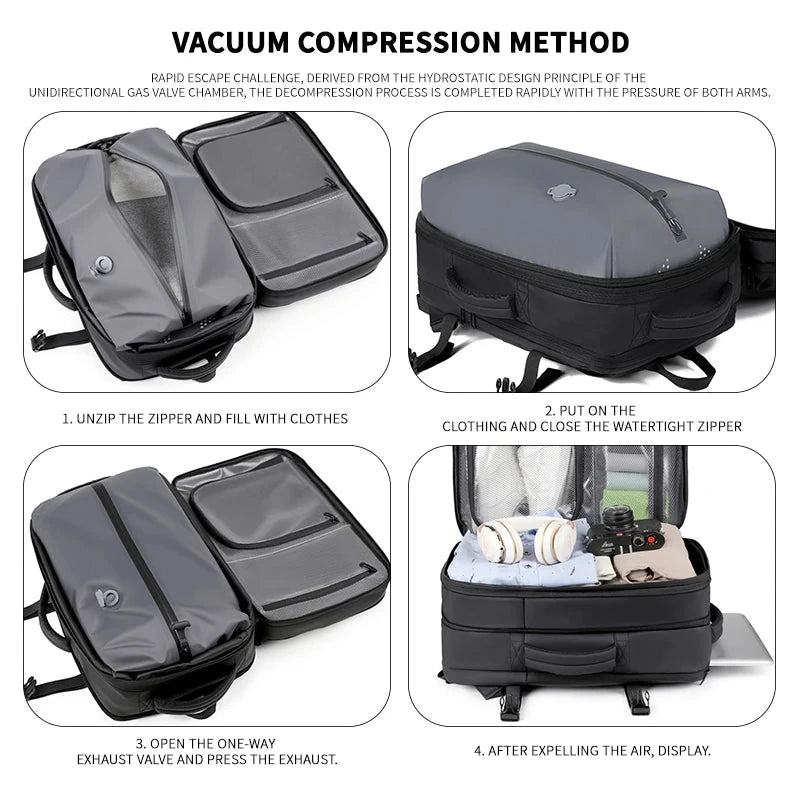 New Men's Backpack Vacuum Compression Backpack GlowCart