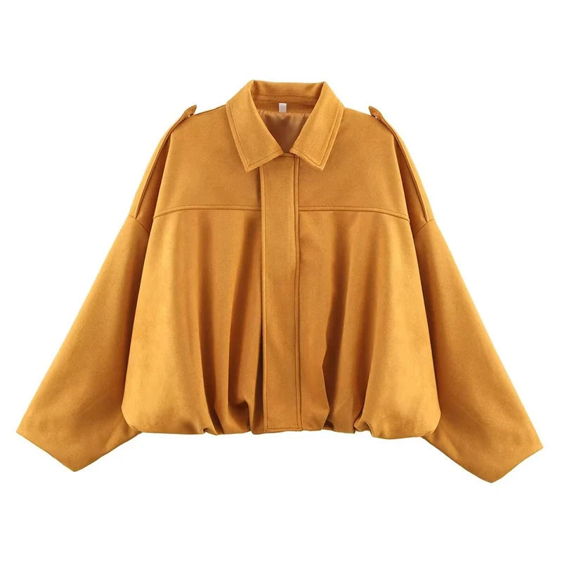 Women's Bomber Jackets Coats Fashion Turn-down Collar Long GlowCart