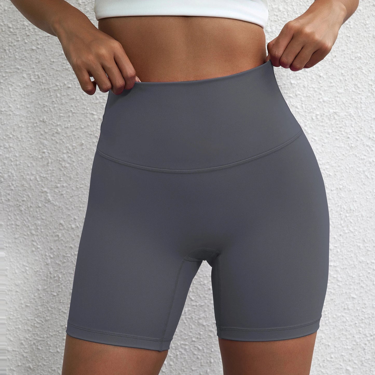 Solid Color Women Fitness Sports Short High Waist Yoga Short Leg Cycling Comprehensive Training Jog Squat Proof Internal Pocket GlowCart