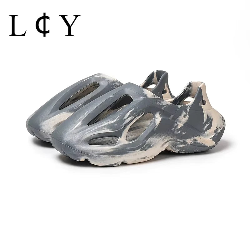 Men's and Women's Slippers Summer Beach Hole Shoes Outdoor Anti Slip Lace Up Dyeing Designer Personalized Hollow Shoes 2025 New GlowCart