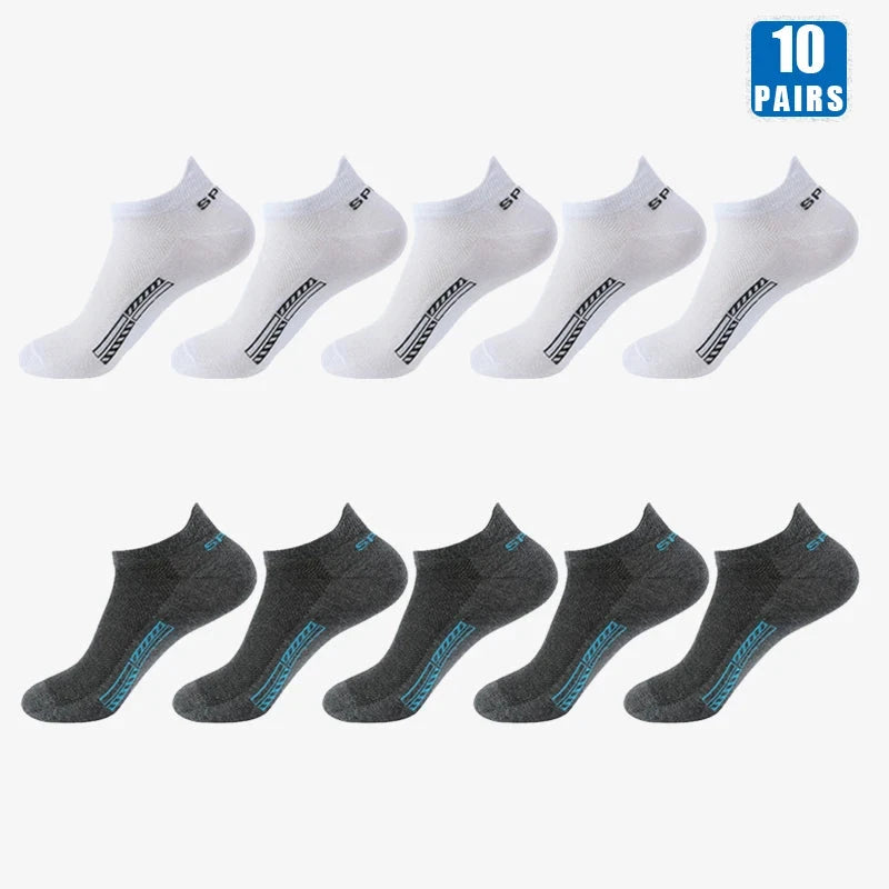 5/10 Pairs Cotton Men's Short Socks Crew Ankle Breathable Mesh Sports Casual Women Summer Low-Cut Thin Sock for Male GlowCart