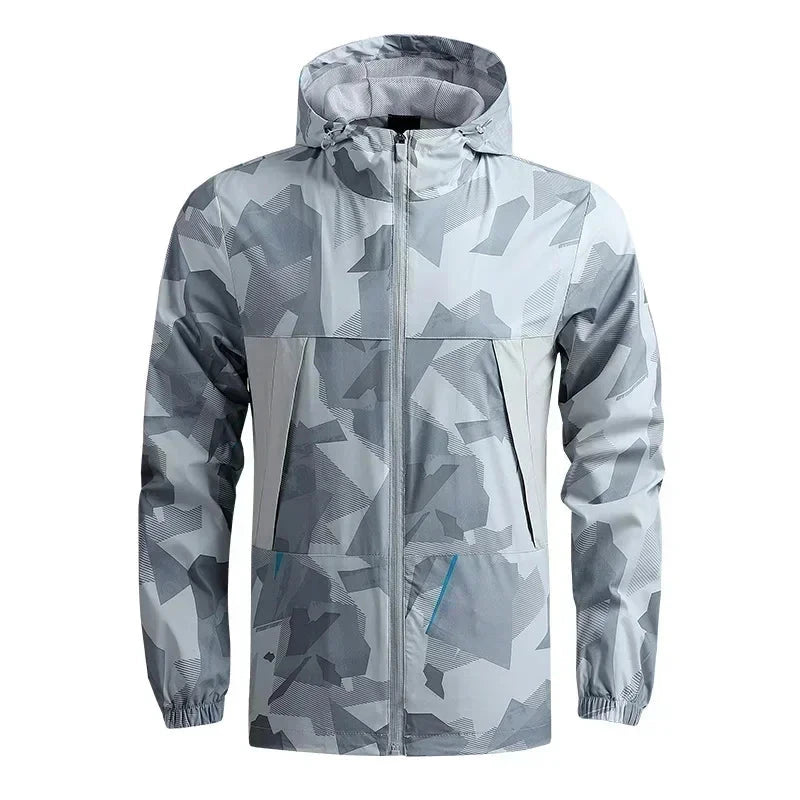 2025 Men's Windbreaker Hooded Jackets Man Hiking Outdoor GlowCart