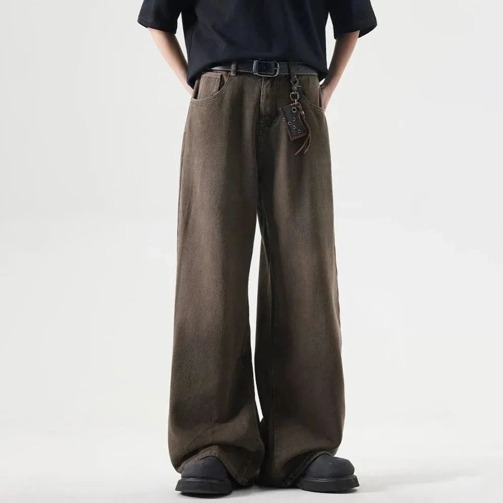 Mens Long Pants Washed Dyed Jeans Autumn Casual Hawaiian GlowCart