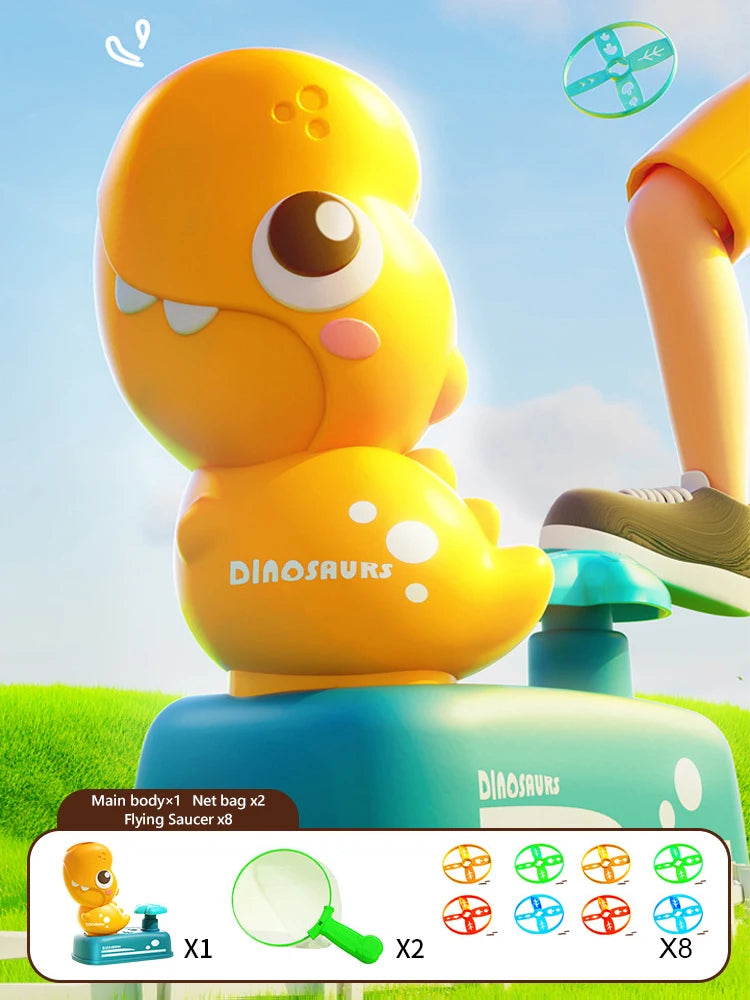 Air Launcher Flying Saucer Toy Cartoon Dinosaur Foot Launchers Outdoor UFO Disc Saucer Kids Jump Sport Games Toy for Boys GlowCart