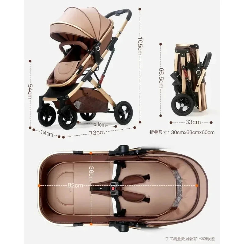 2025 New 3-in-1 Twin Baby Stroller with Car Seat, Portable Foldable High View Newborn Baby Stroller Can Sit or Lie GlowCart