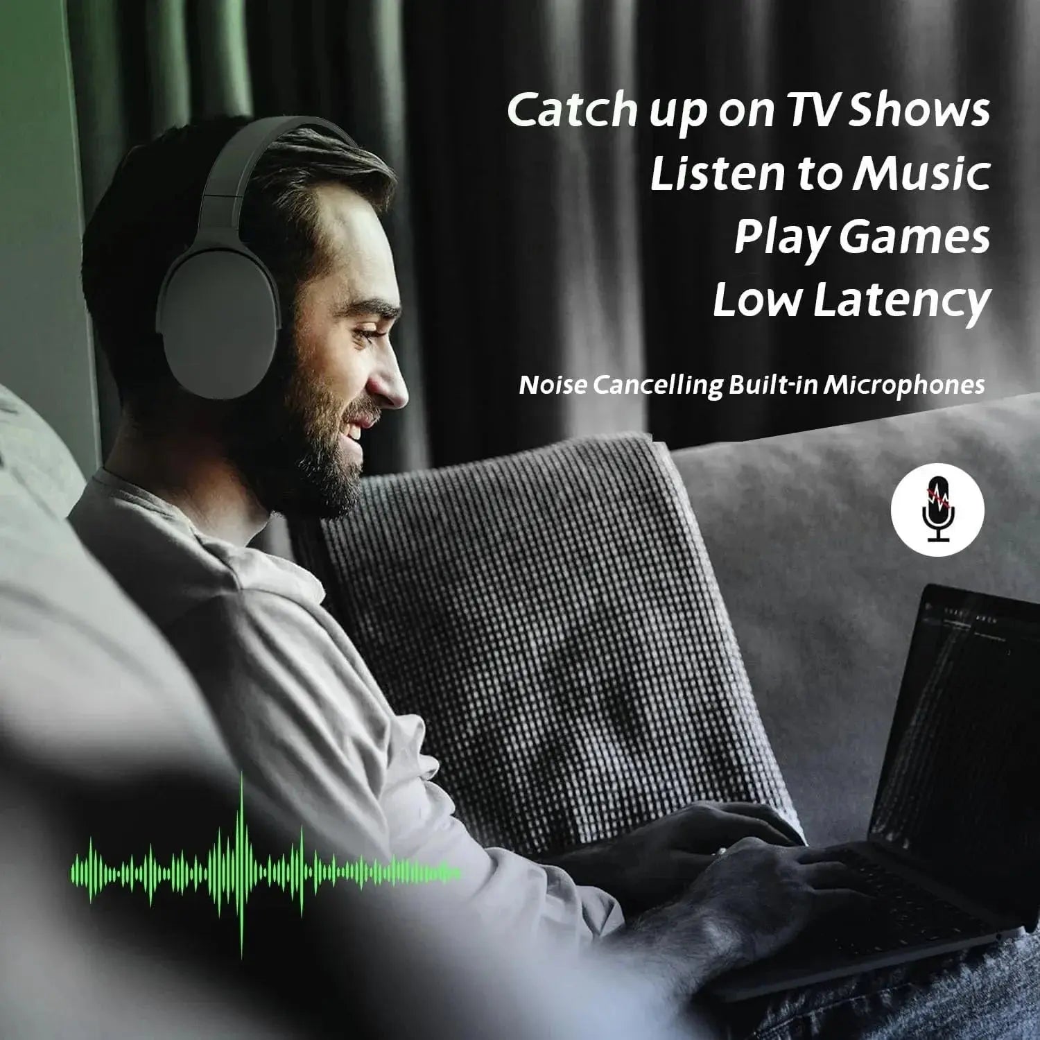 Original P2961 Bluetooth 5.3 Headphone Gaming Wireless Foldable Headset HiFi Powerful Bass Earphones Built-in Mic GlowCart