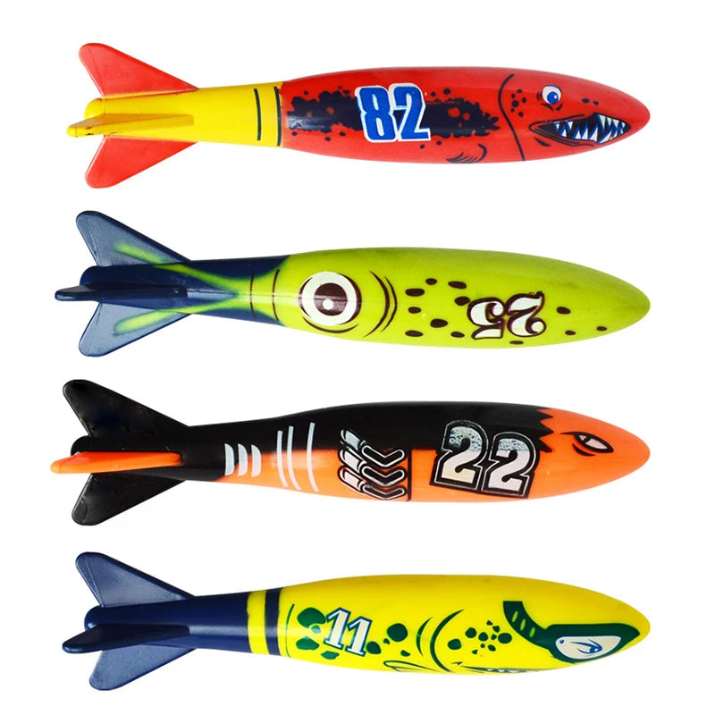4Pcs/Set Diving Torpedo Underwater Swimming Pool Toys Water Play Outdoor Sport Training Tools for Kids Baby GlowCart
