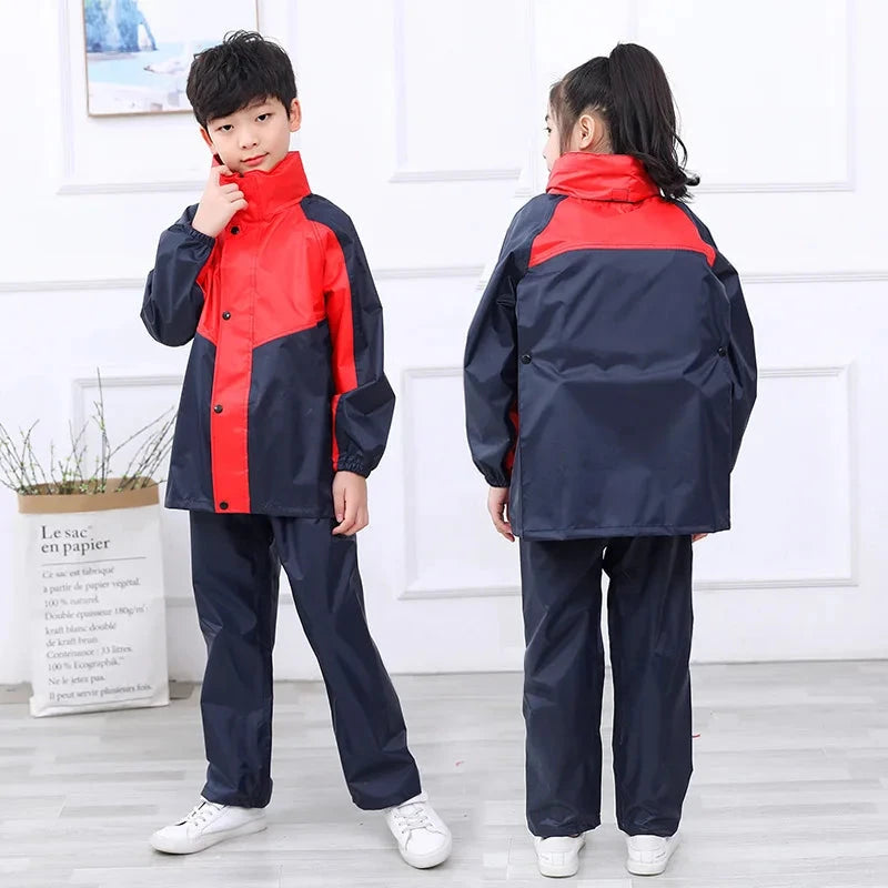 Fashion Children's Color Matching Raincoat And Rain Pants GlowCart