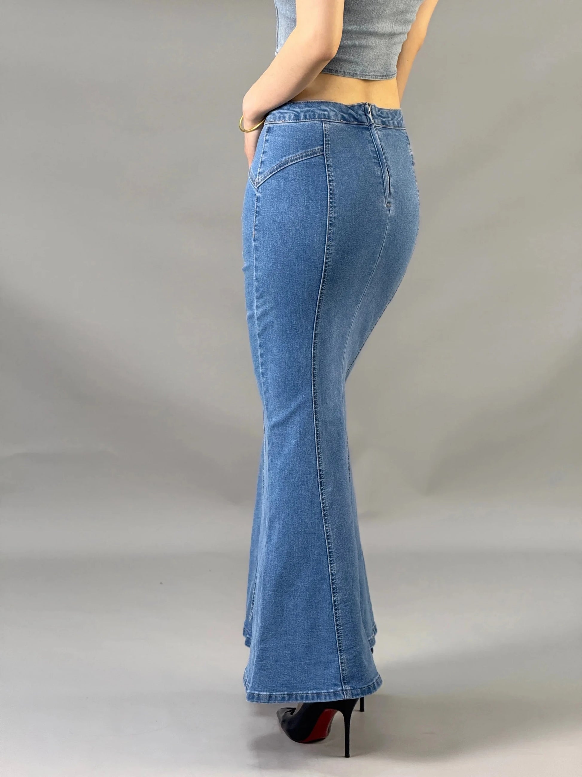 Hot girl high waisted denim fish tail hip hugging skirt for women in 2025 summer new design long dress style GlowCart