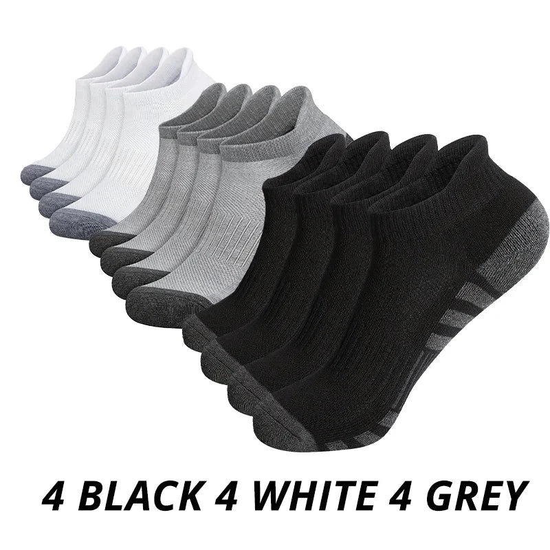 12 Pairs Men's Mesh Breathable Sports Socks , Solid Color Low Cut Casual Short Tube Socks For All Seasons GlowCart