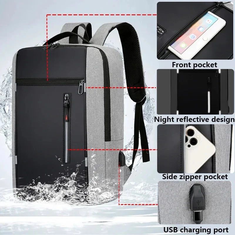 Waterproof Business Backpack Men USB School Backpacks 15.6 GlowCart