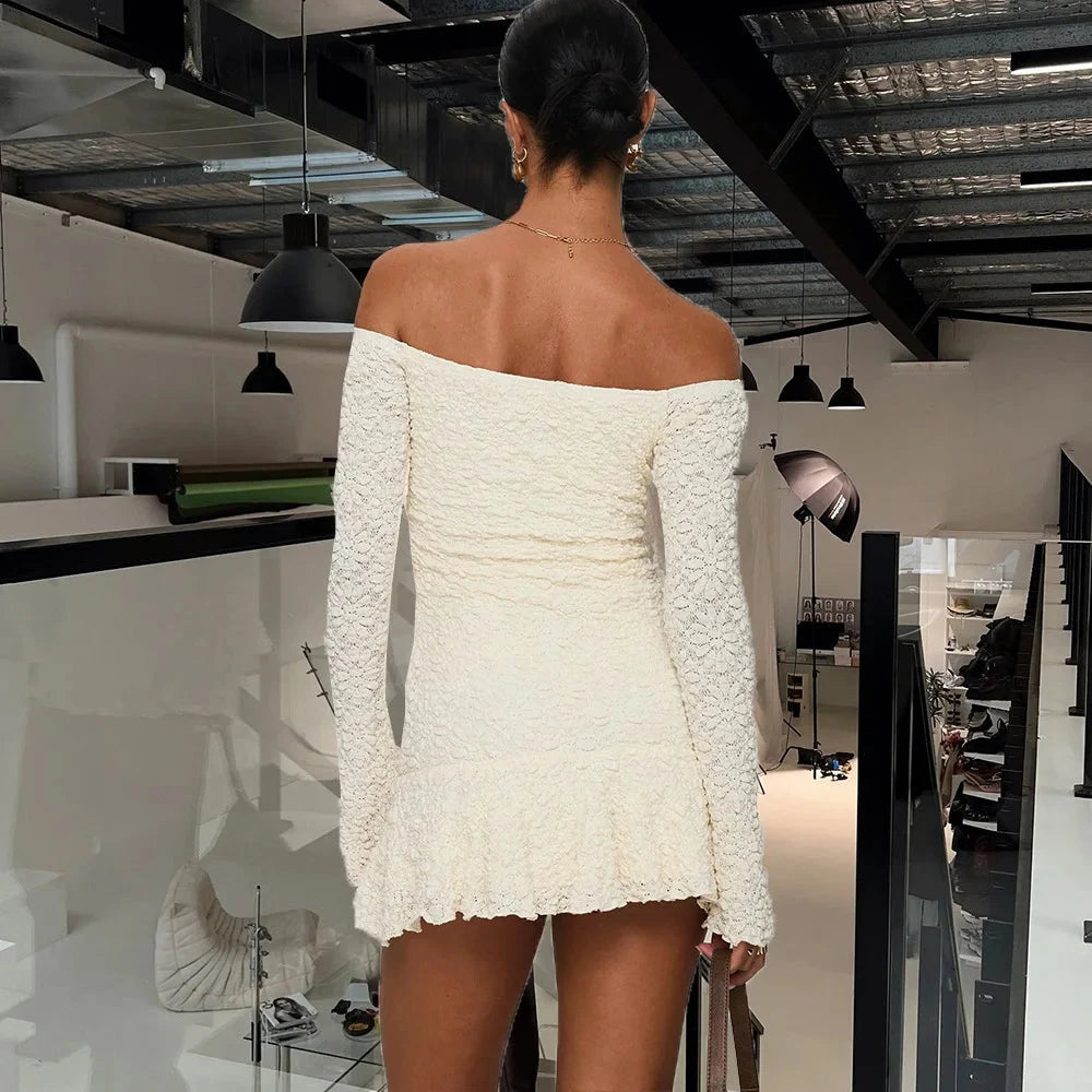 Nibber Temperament Women Dress One Shoulder Ruffles 3d GlowCart