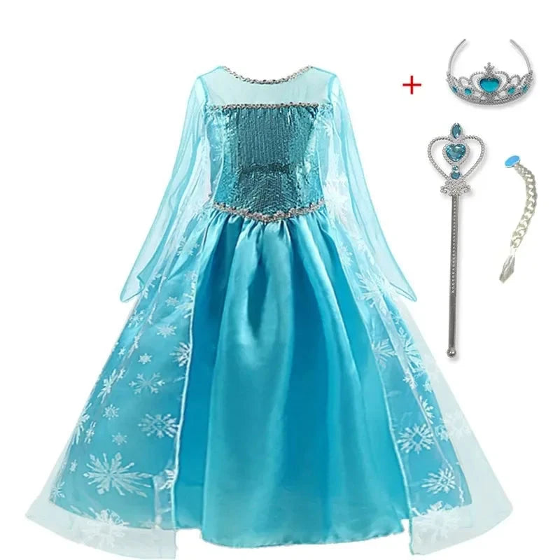 Girls Snow Queen Elsa Kids Costumes for Girl 2025 Carnival GlowCart