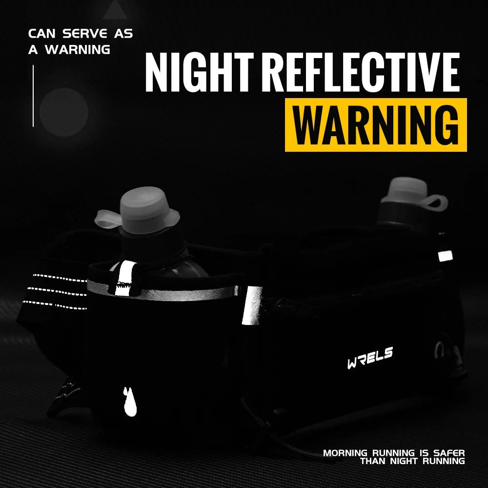WRELS Outdoor Sports Running Waterproof Utralthin Waist Bag Runner Belt Hydration Running Belt with Water Bottle Running Pack GlowCart