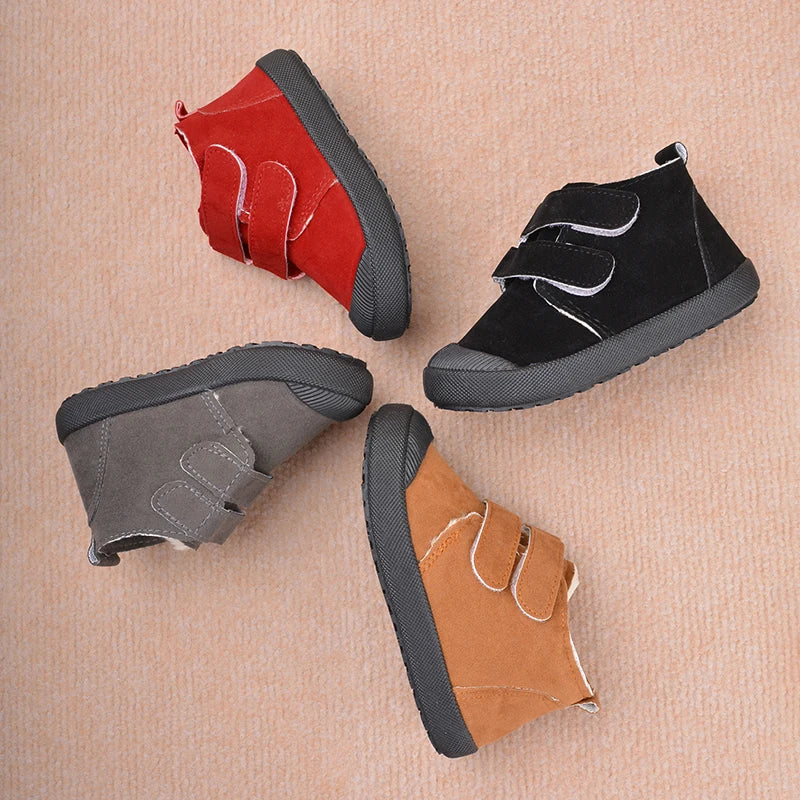 New Trendy Kids Outdoor Warm Short Shoes Winter Plush Suede Ankle Boots Children Comfortable Snow Sneakers EY8259 GlowCart