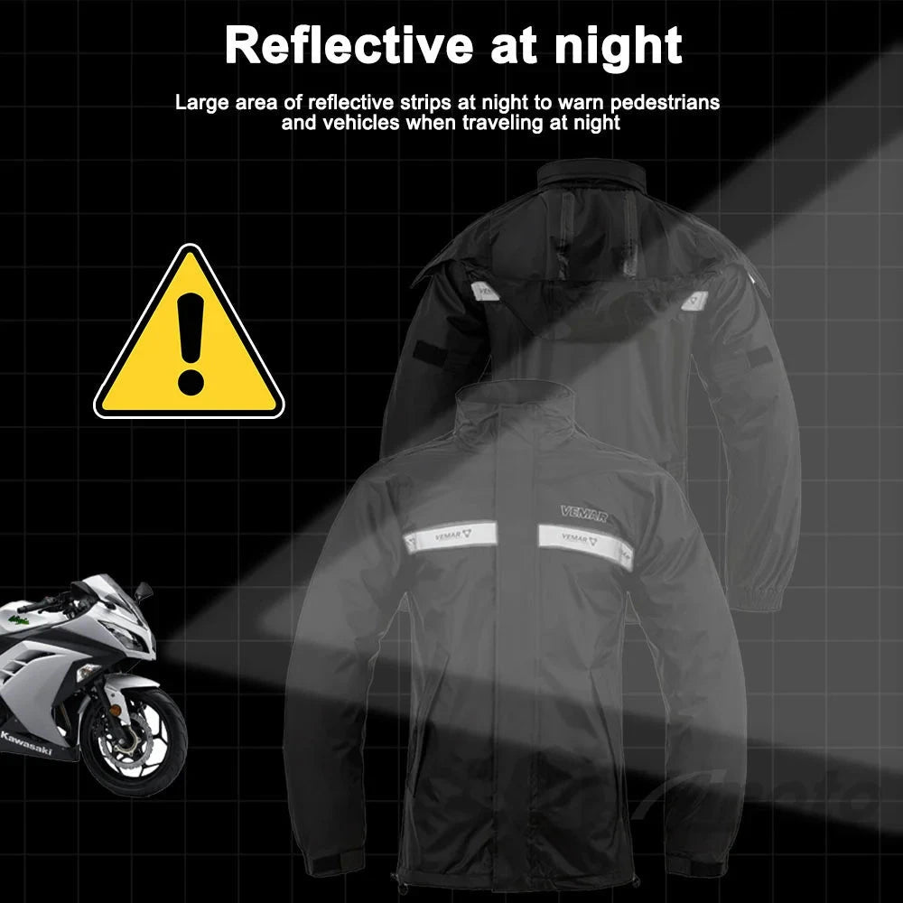 Men Women Motorcycle Raincoat Heavy Duty Motorbike Rain Suit GlowCart