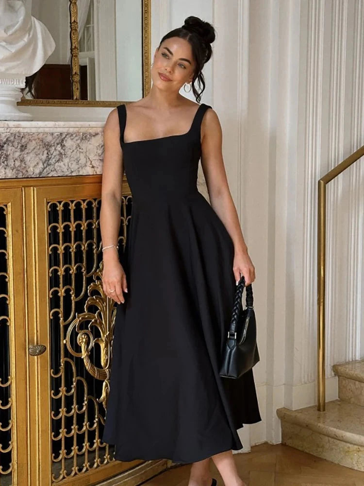 JULISSA MO Sexy Square Collar Women Maxi Dress White GlowCart